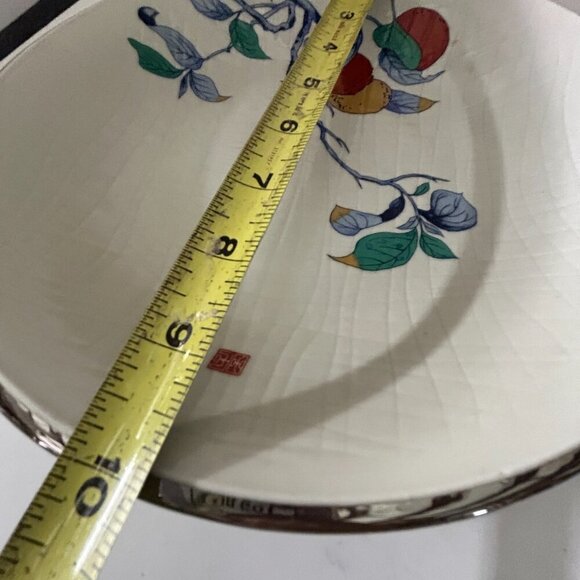 Vintage Japanese Porcelain Serving Bowl 10" Fruit and Branch Silver Rim Texture - Picture 10 of 10